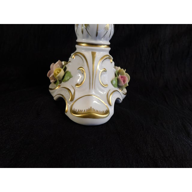 White Alboth and Kaiser Five Candle Candelabra With Dimensional Flowers For Sale - Image 8 of 9