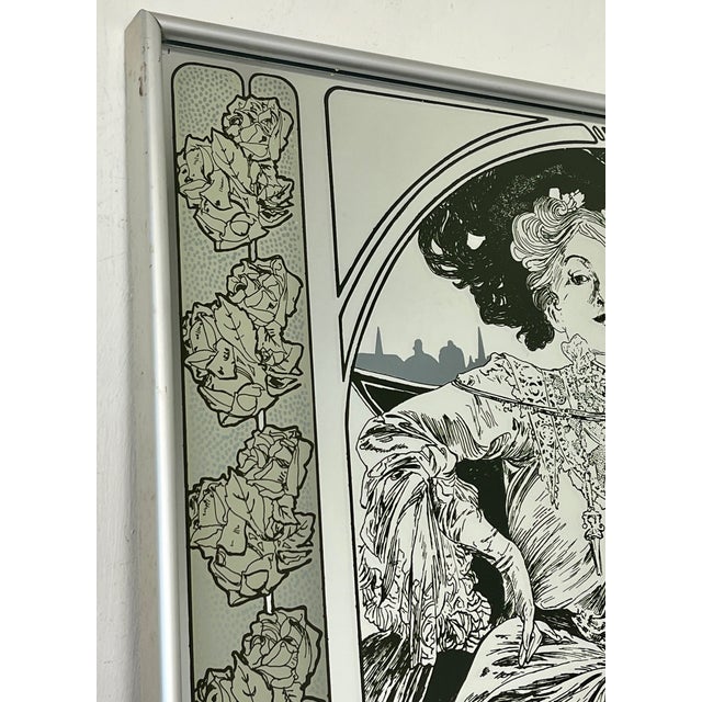 Vintage Art Nouveau Mirror with Christmas Noel Motif by Alphonse Mucha, 1960s For Sale - Image 11 of 16