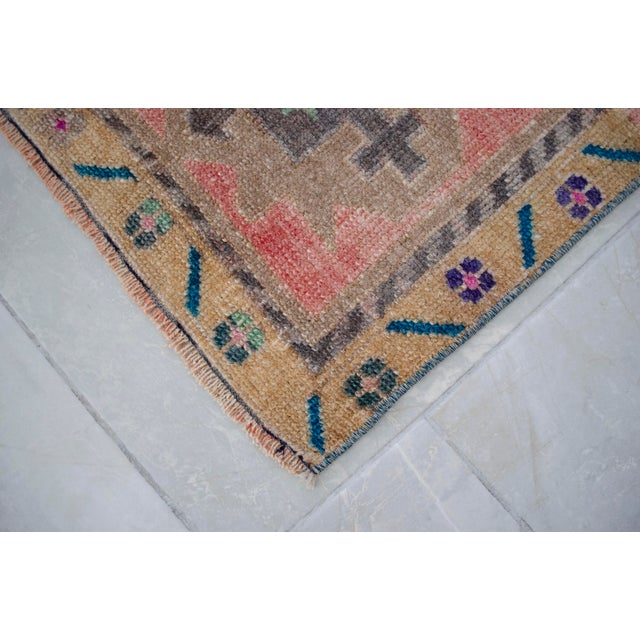 Salmon 1970s HHand Knotted Small Turkish Rug Door Mat, Entryway Rug, Bath Mat, Kitchen Decor, - 18″ × 32″ For Sale - Image 8 of 13