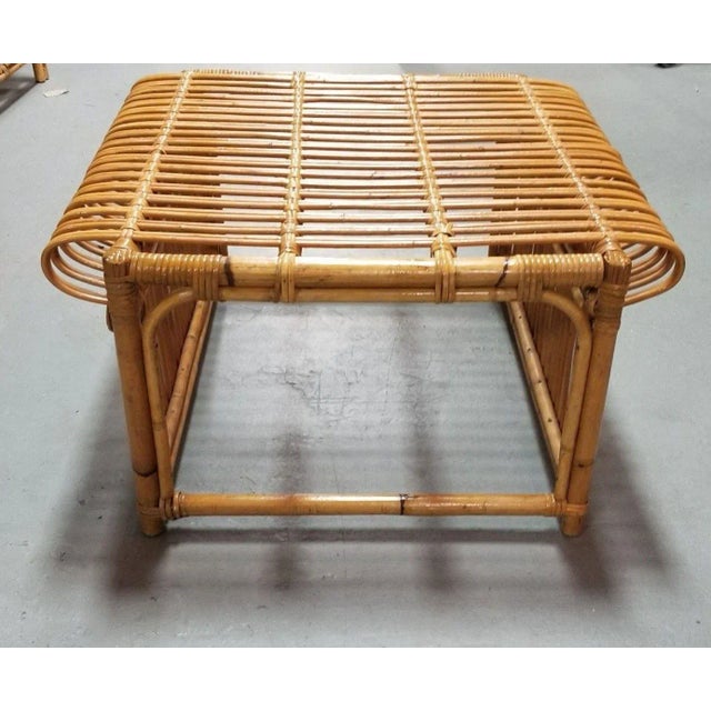 Franco Albini Restored Skeleton Italian Pencil Reed Rattan Ottoman Footstool in the Style of Franco Albini For Sale - Image 4 of 6
