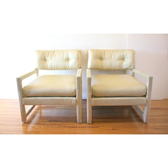Wood Mid Century Modern Pair of Milo Baughman Style Parsons Chairs for John Stuart For Sale - Image 7 of 7
