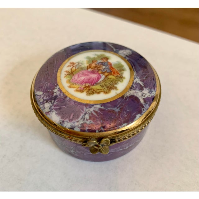 Vintage Limoges France Trinket Hinged 2" Round Box Chairish