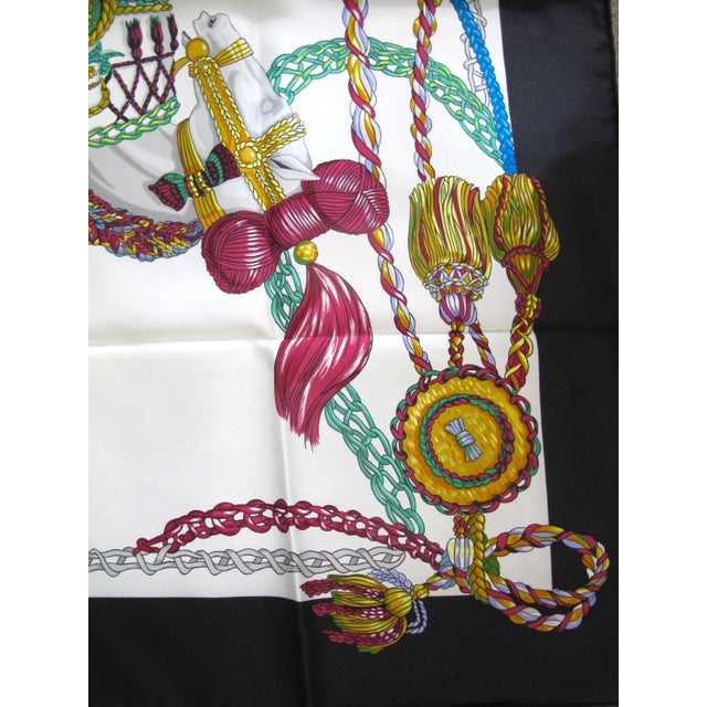 Hermes Paris Carre 90 Le Timbalier Black Border Silk Scarf NWT & Box For Sale - Image 4 of 13