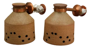 Swedish Wall Lights in Ceramics and Copper by Lisa Larson for Gustavsberg, 1960s, Set of 2