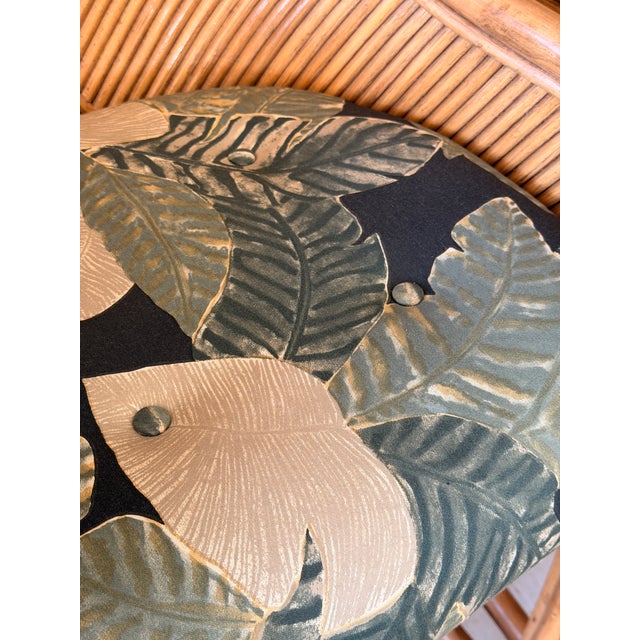 Camel Set of Four Vintage Boho Organic Modern Rattan Bar Stools With Pencil Rattan Backs For Sale - Image 8 of 12