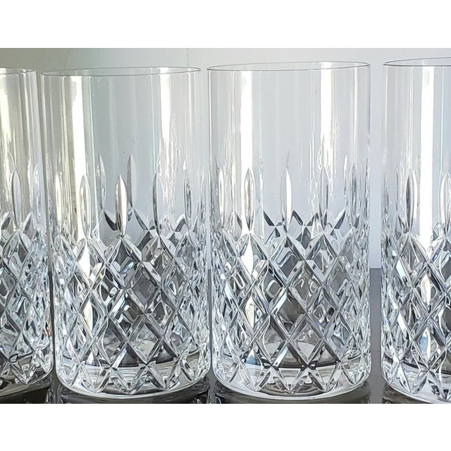 This classic set of elegant Mid-Century Mikasa Coventry crystal highball glasses are substantial, bright, and clear...