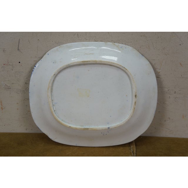 Blue Antique Chinese Export Canton Blue Willow Gilt Plate Platter Tray 8" For Sale - Image 8 of 10