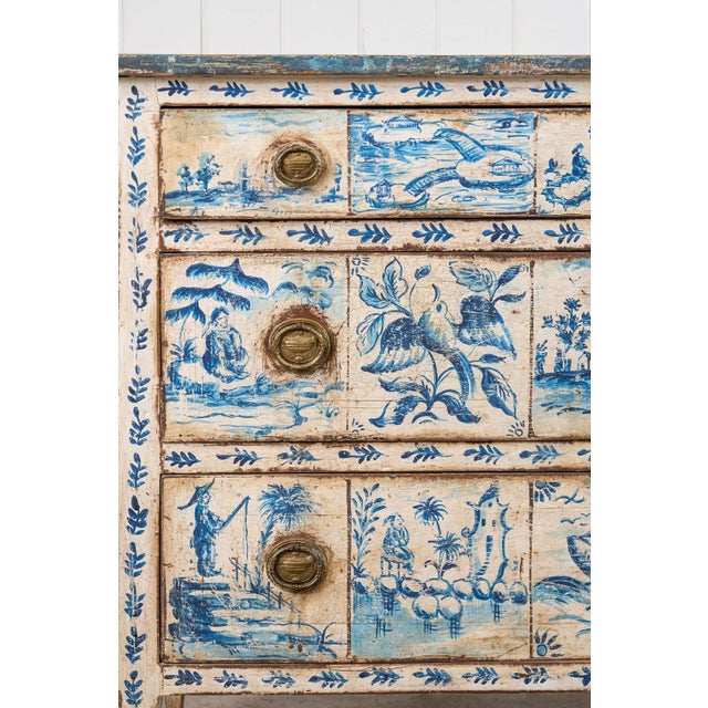 19th Century Delft Painted Italian Commode (C. 1840) For Sale - Image 9 of 12