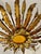 Large Spanish Sunburst Flush Mount in Gilt Metal with Support, 1950 For Sale - Image 4 of 6