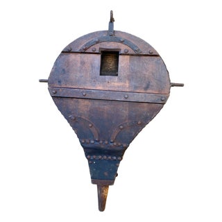 Large Antique Blacksmiths Bellows in Genuine Wood and Leather, 1890s For Sale