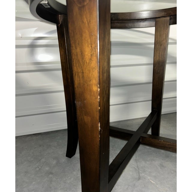 Crate & Barrel 48” Halo Glass Dining Table For Sale In Houston - Image 6 of 7