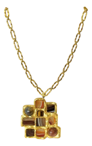 Vintage Designer Kenneth Lane Signed Geometric Pendant Necklace