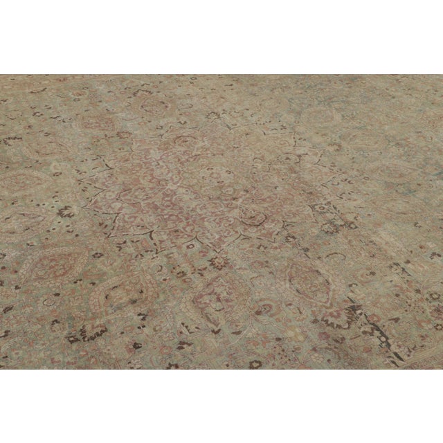 Traditional Oversized Antique Persian Mashad Rug in Gold With Floral Medallion - Rug & Kilim For Sale - Image 3 of 7