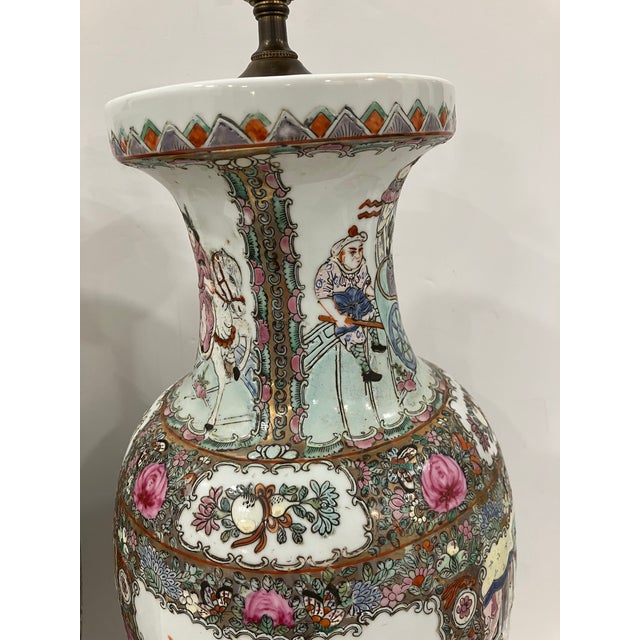 Ceramic Pair of 1980s Hand Painted Chinese Lamps For Sale - Image 7 of 12