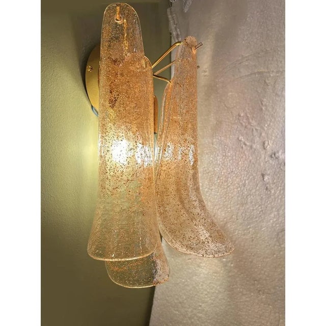 Clear-gold “selle” murano glass wall sconces contemporary and vintage mazzega style wall sconce. transparent with gold...