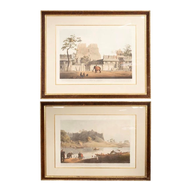 Henry Salt, Engravings of Pagoda at Ramisseran, Ruins of the Port - Set of 2 For Sale