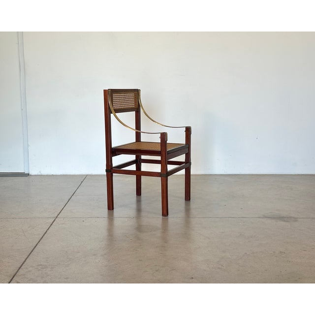 Brown Vienna Straw, Brass and Wood Chairs, 1970s, Set of 4 For Sale - Image 8 of 16