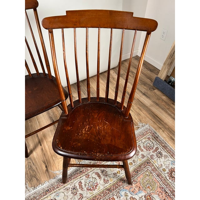 Antique Set of Four New Hampshire Step Down Windsor Chairs Signed j.r. Hunt C. Early 19th Century For Sale - Image 9 of 13