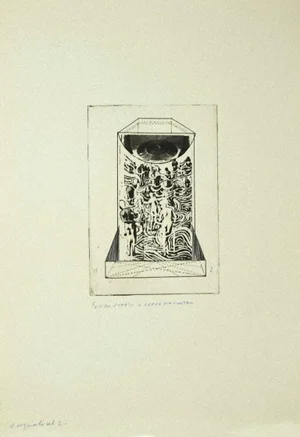 Danilo Bergamo, Composition, Etching on Cardboard, 1970s
