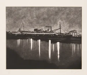 Michele Zalopany Mezzotint - Ship