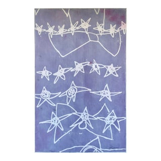 Late 20th Century Original XL Purple Star Painting on Board Signed by Zandra Rhodes For Sale