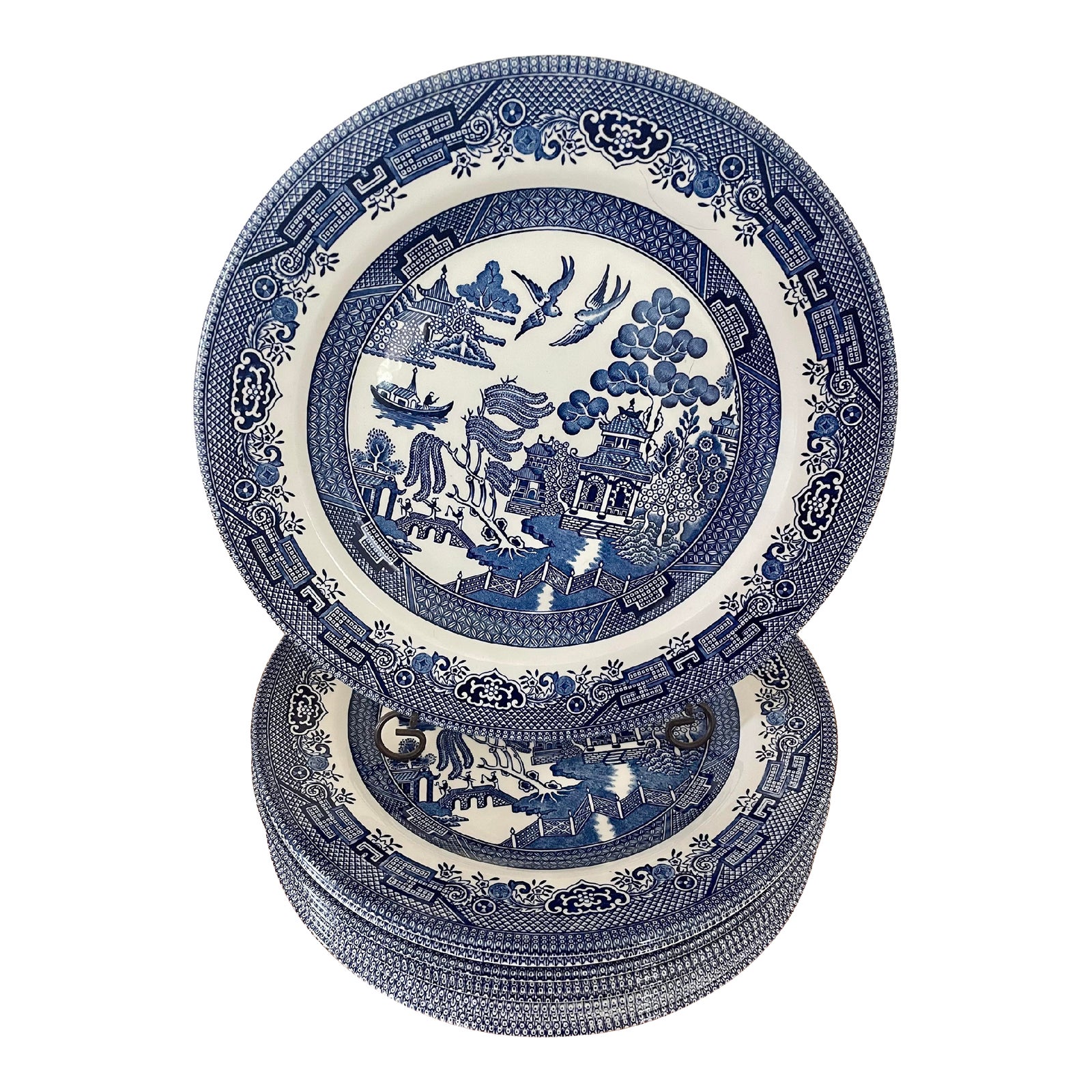 Vintage English Churchill Blue Willow Dinner Plates - Set of 10 | Chairish