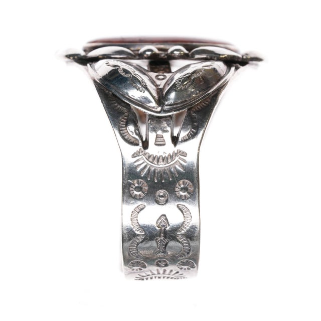 6.25" 40's-50's Fred Harvey style sterling/jasper cuff bracelet For Sale - Image 4 of 10