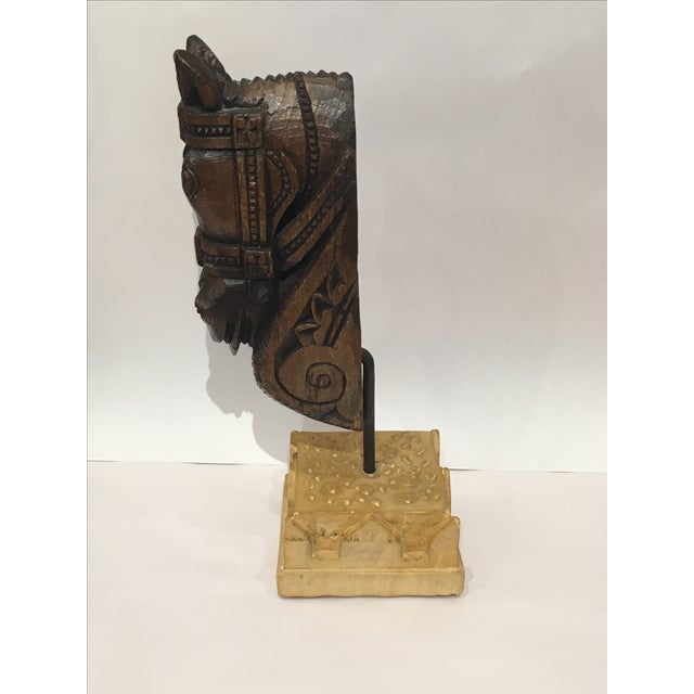 Kenneth Ludwig Chicago Hand Carved Wood & Stone Horse Sculpture For Sale - Image 4 of 8