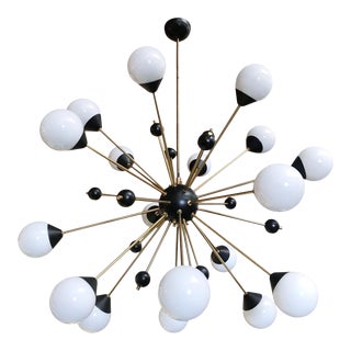 Italian Mid-Century Sputnik Chandelier W/ Murano Glass Globes, Italy, 1960s For Sale