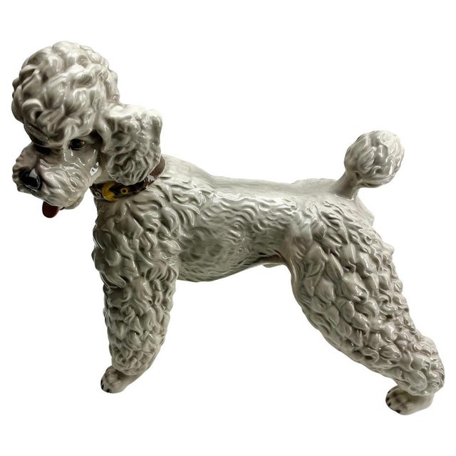Ceramic Antique Vienna Keramos Austria Porcelain Poodle, 1930s For Sale - Image 7 of 13