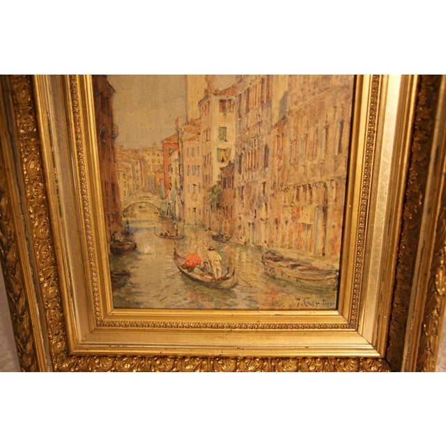 J. Curter, Venetian Canal Scene, Early 20th Century, Oil on Wood, Framed For Sale - Image 3 of 9