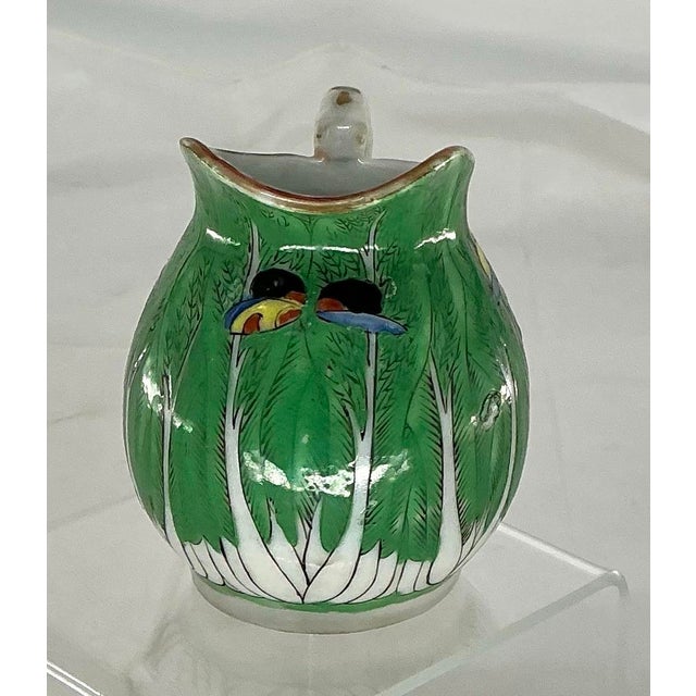 Ceramic Antique Chinese Export Porcelain Famille Verte”boc Choy Leaf” Creamer Pitcher For Sale - Image 7 of 12