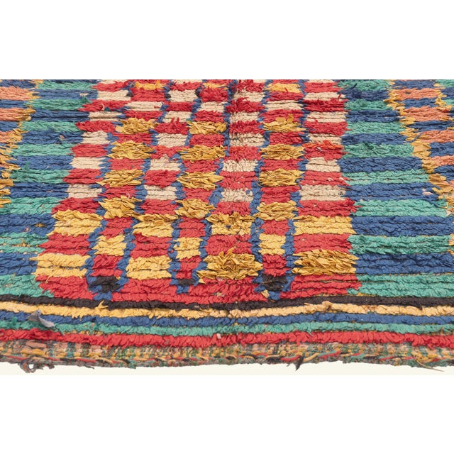 Berber Tribes of Morocco Vintage Azilal Boucherouite Moroccan Rug, 04'06 X 05'06 For Sale - Image 4 of 10