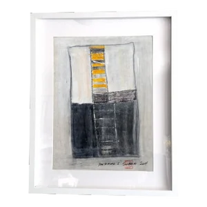 Pantomime. I Framed Abstract Yellow/Gray Painting
