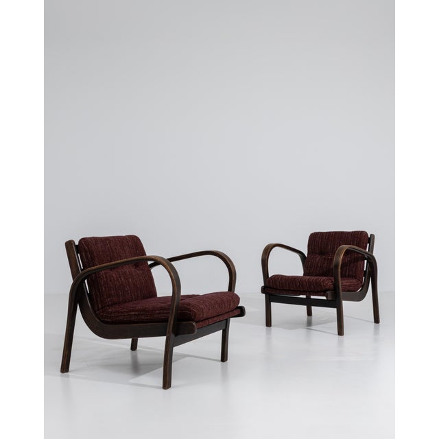 Wood Pair Of H-237 Upholstered Bentwood Armchairs By Kozelka And Kropacek For Sale - Image 7 of 11