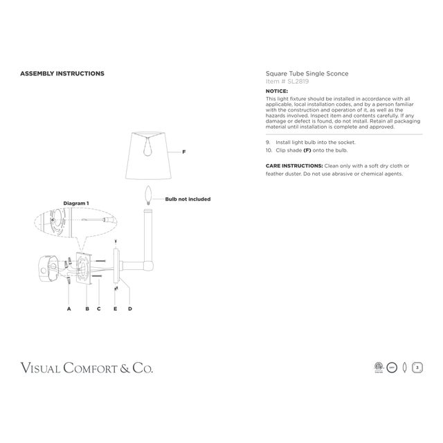 Visual Comfort Chapman & Myers for Visual Comfort Signature Square Tube Single Sconce in Bronze with Linen Shade For Sale - Image 4 of 5