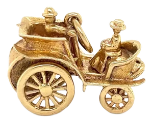 3d 14k Yellow Gold Open Top Animated Carriage Charm Pendant