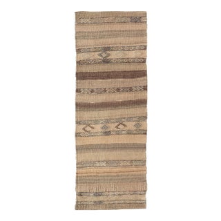 Earthy Toned Vintage Turkish Kilim Runner With Geometric Motifs 2'5 X 7'3 For Sale