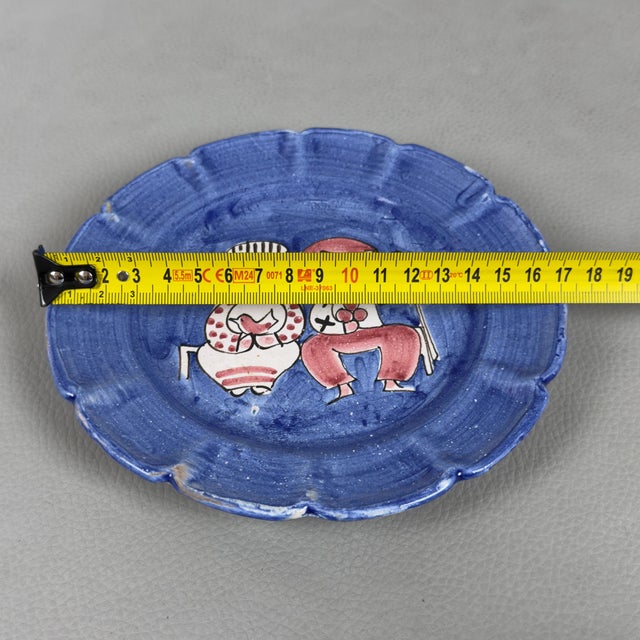 Saucers and Cup in Painted Ceramic, Set of 7 For Sale - Image 10 of 11