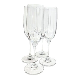 Crystal Champagne Flutes- Set of Four For Sale