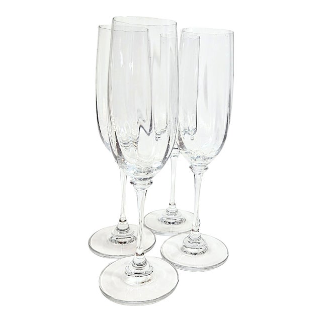 Crystal Champagne Flutes- Set of Four For Sale