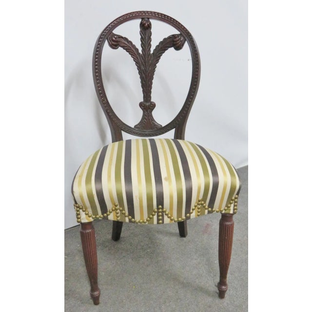 Sheraton Mahogany Carved Sheildback Chairs- a Pair For Sale In Philadelphia - Image 6 of 8