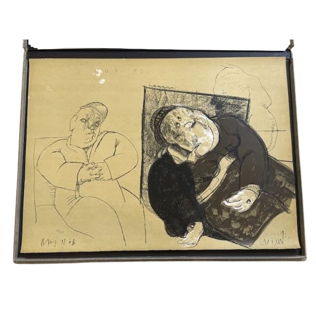 Textile 1960s Original José Luis Cuevas Limited Edition Lithograph Portfolio 'Crime by Cuevas', Signed For Sale - Image 7 of 17