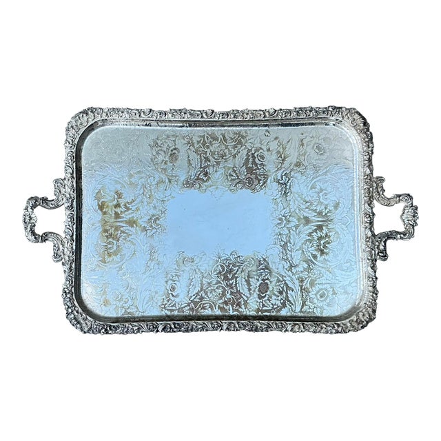 Vintage Silver Plate Tray For Sale
