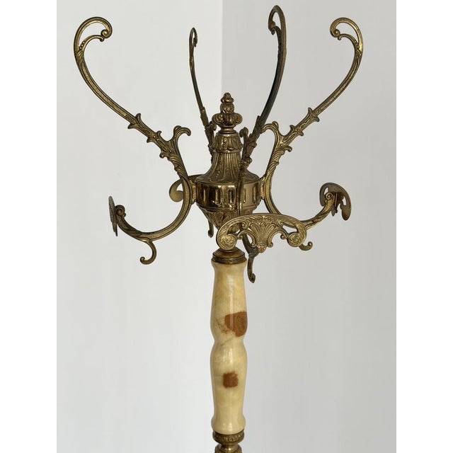 Italian Onyx Marble and Brass Coat Stand, 1960s For Sale - Image 4 of 18