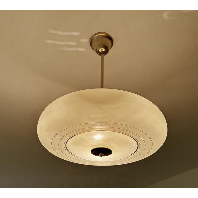 Art Deco Pendant Light in Ivory Glass, 1930s For Sale - Image 9 of 18
