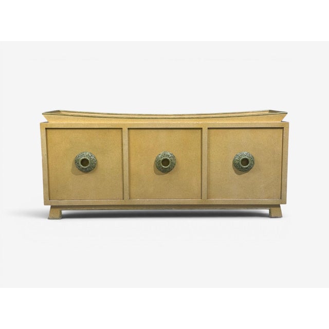 Mid-Century Modern James Mont, Credenza, Yellow Painted Wood, Usa, 1950s For Sale - Image 3 of 15