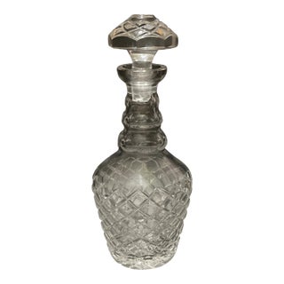 Post War Criss-Cross Cut Crystal Decanter For Sale