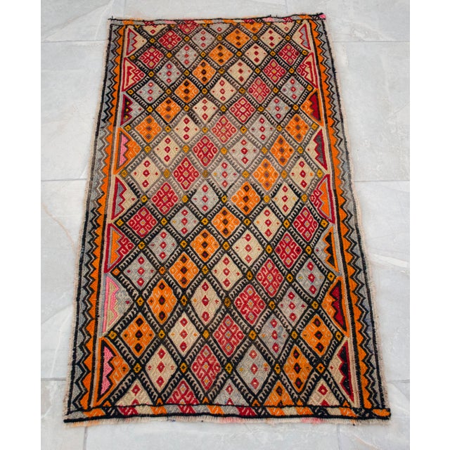 1960s Vintage Hand-Woven Braided Turkish Jajim Kilim Rug For Sale - Image 14 of 14