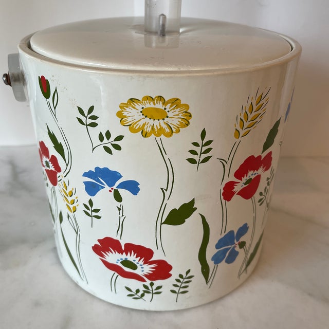 1970s Botanical Ice Bucket With Lucite Handle For Sale - Image 10 of 13
